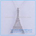 2014 Wholesale Jewelry Eiffel Tower Micro Pave Setting Pendant Necklace